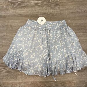 AVA. Mini Blue Floral Skirt XS
